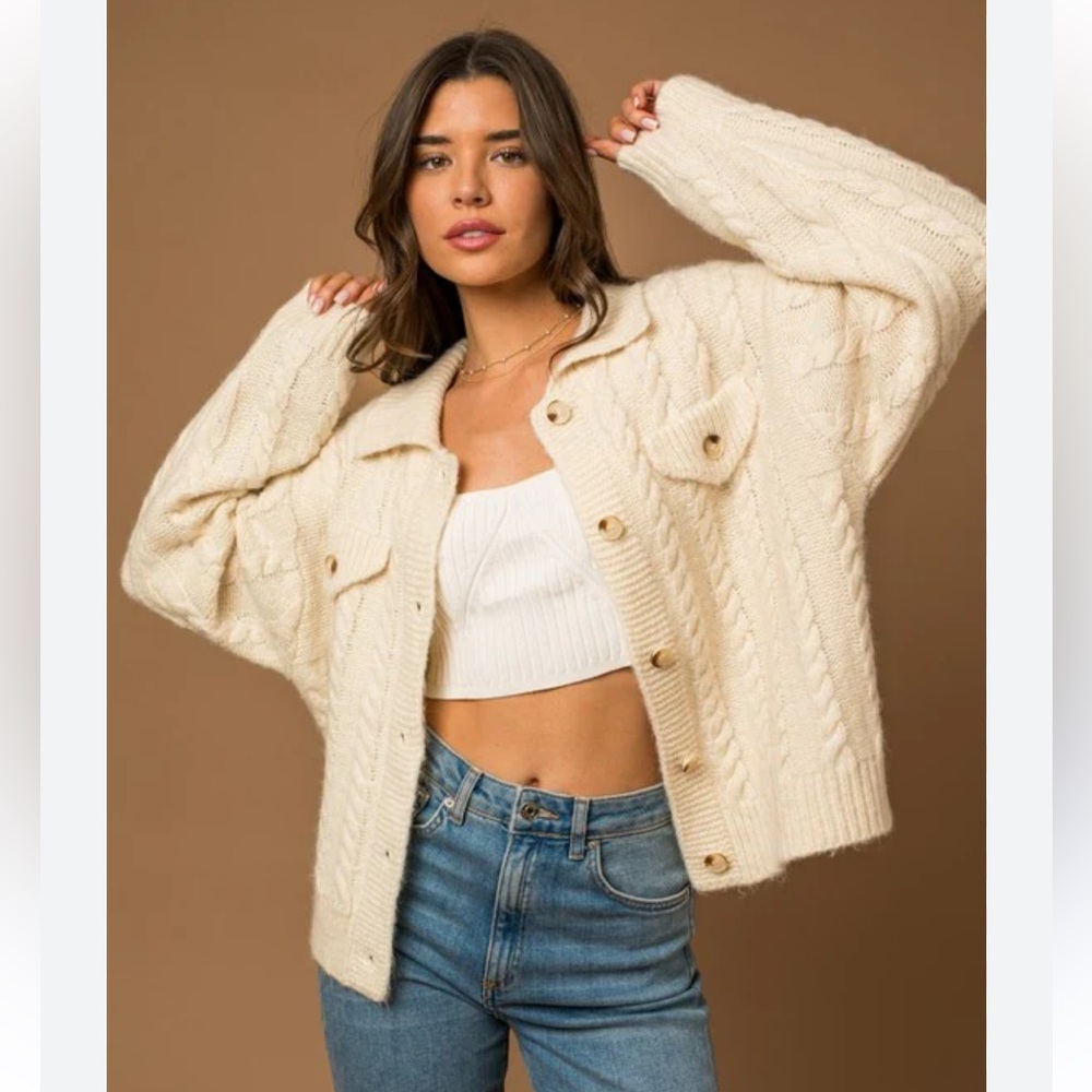Cozy Cream Button-Up Cardigan